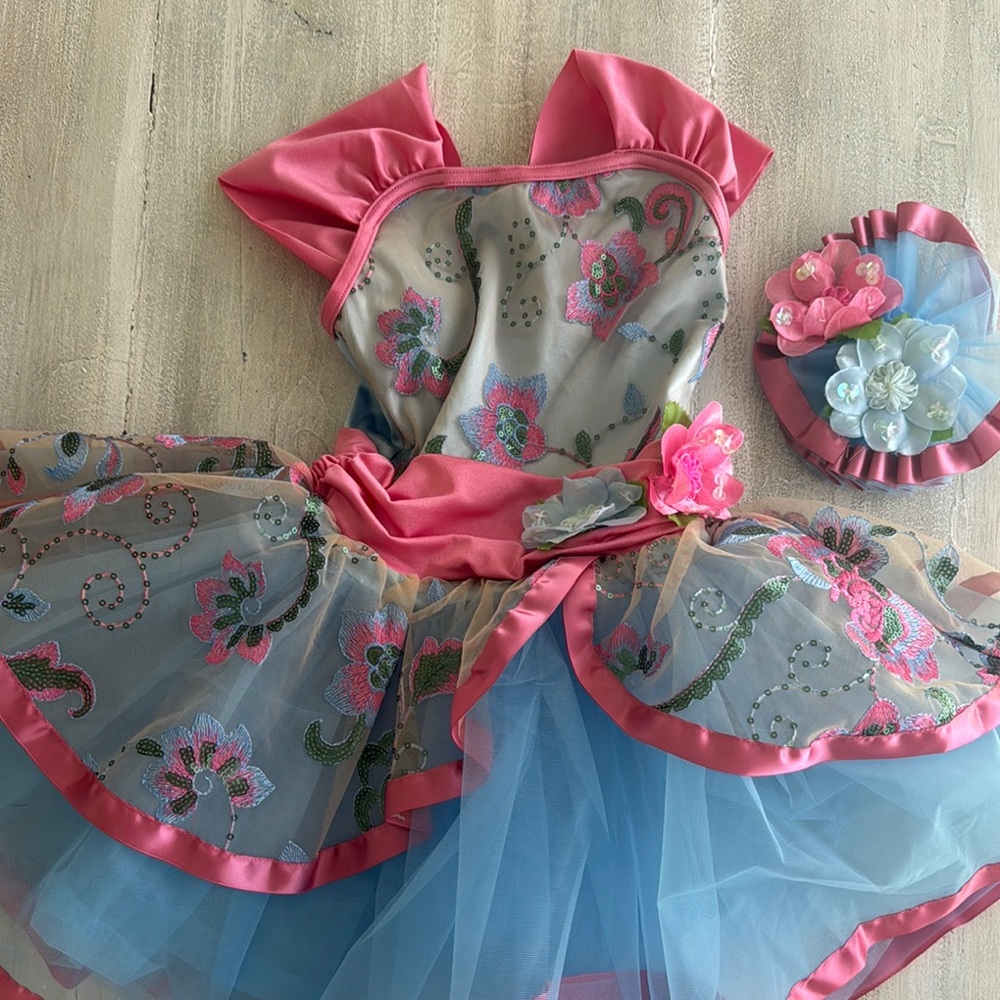 Floral Pink and Blue Kids Costume